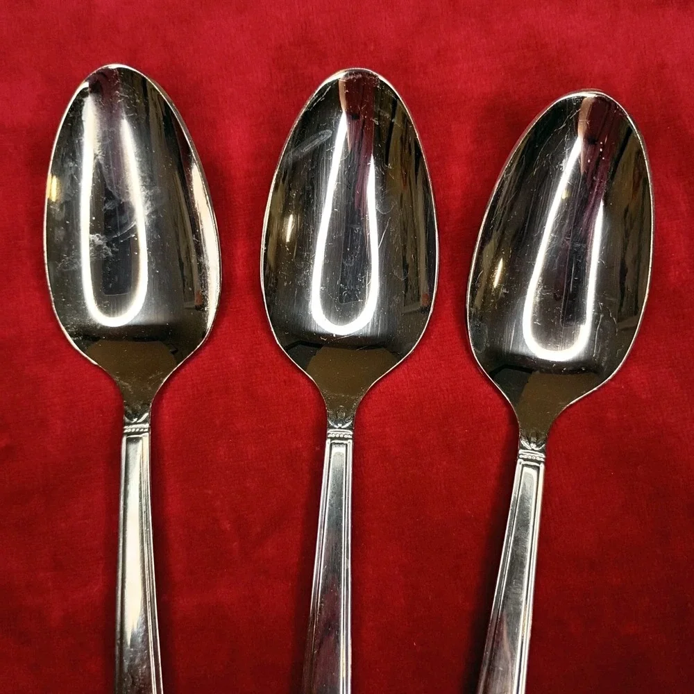 3 Soup Spoon Oneida Eave Glossy Stainless Flatware 7 1/8